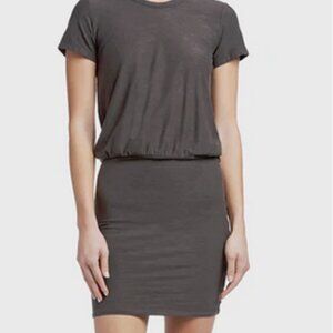 James Perse Charcoal Gray Short Sleeve Cotton Blend Shirt Dress Medium